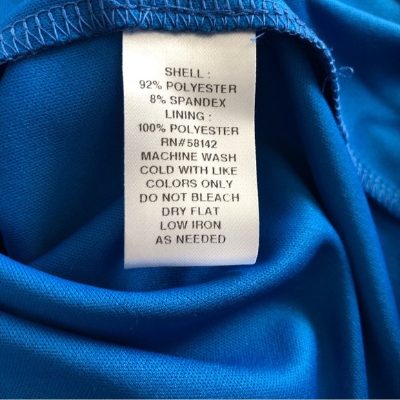 London Times 3/4 Sleeve Jersey Front Keyhole Blue Perforated Line Dress 6 - Picture 9 of 11